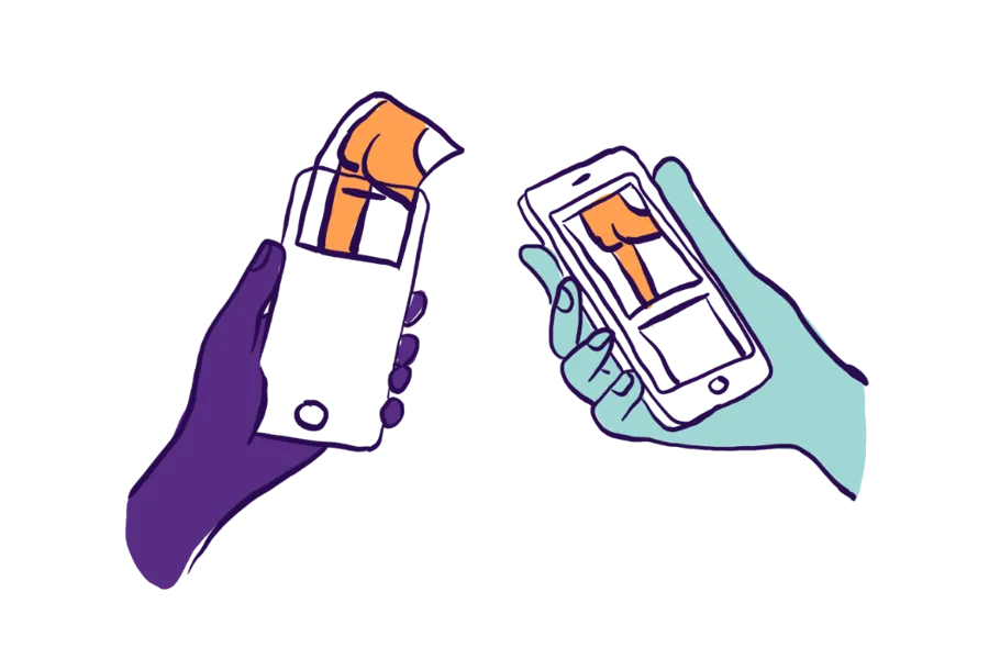 Et par hender som holder en mobiltelefon