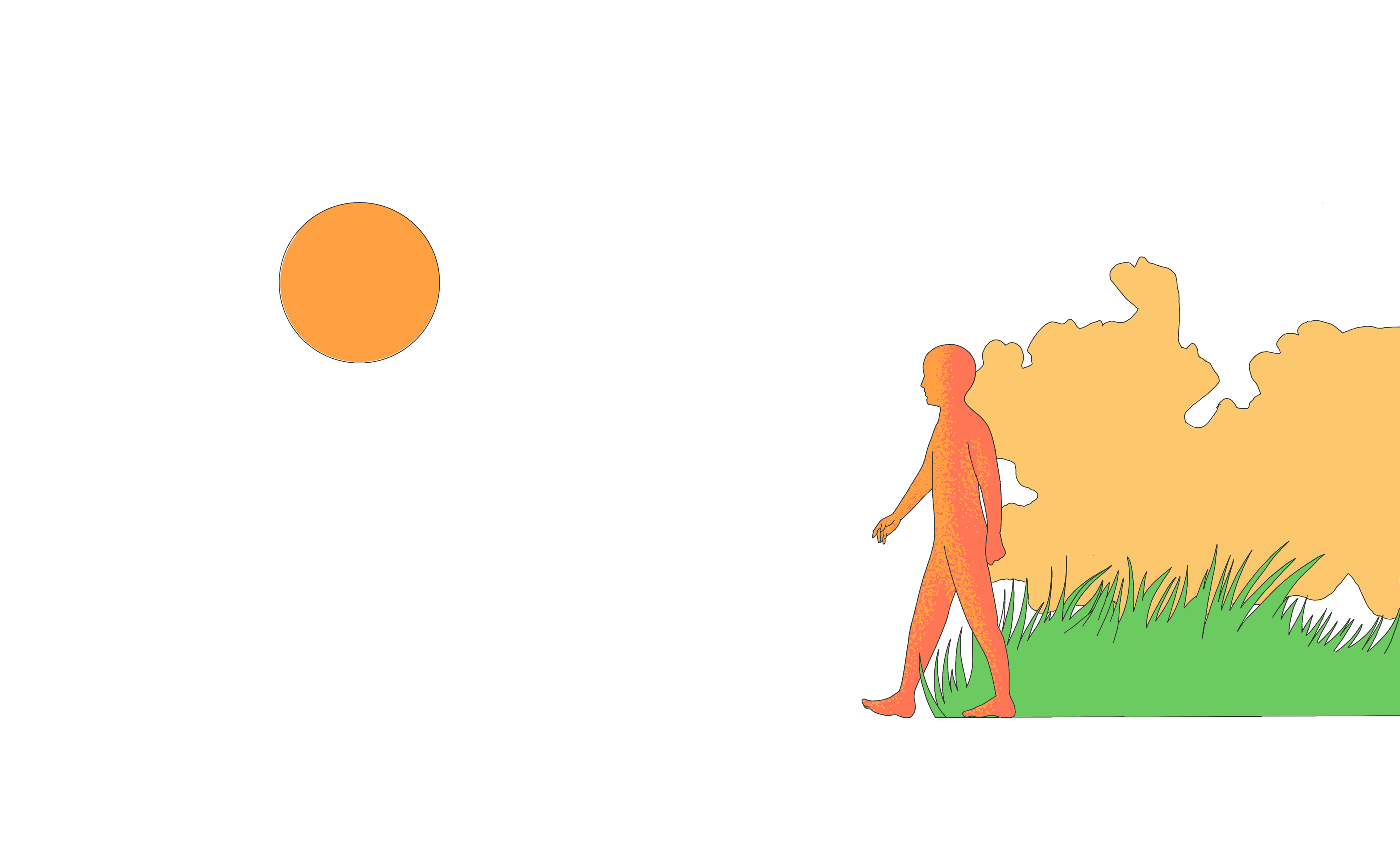 En person som løper vekk fra en solnedgang