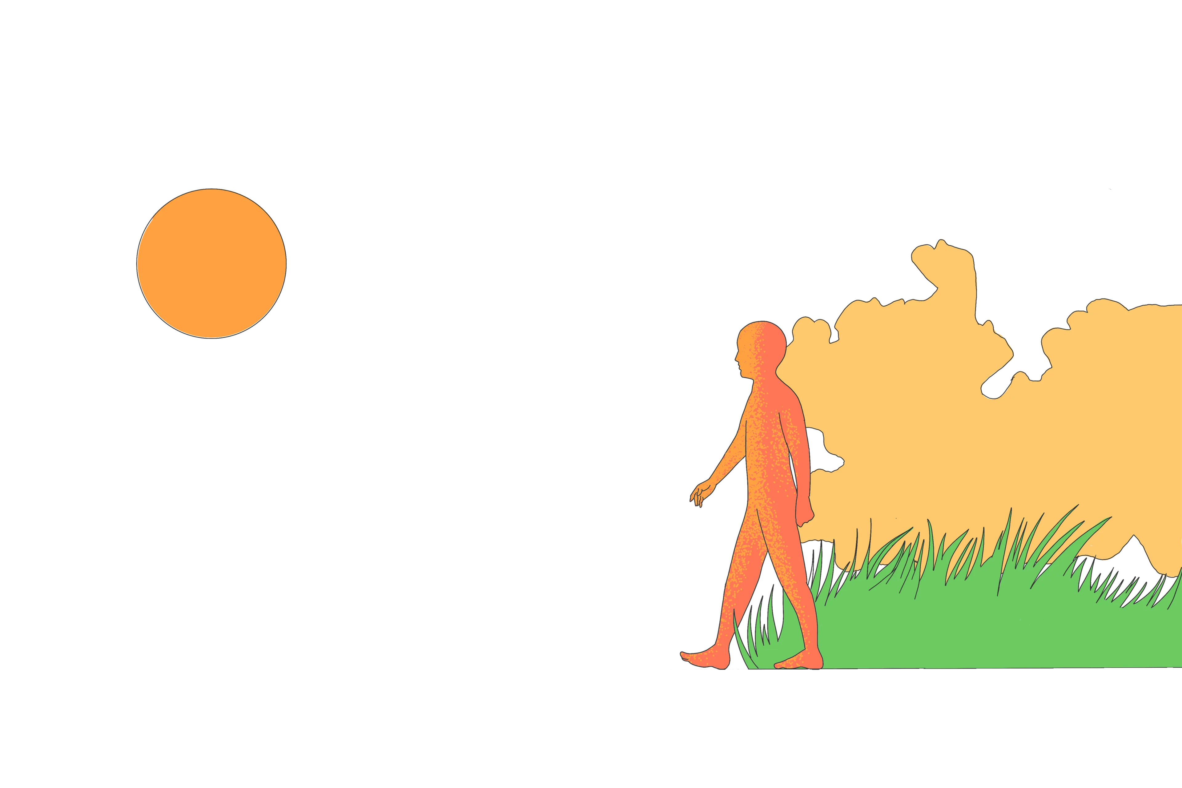 En person som løper vekk fra en solnedgang